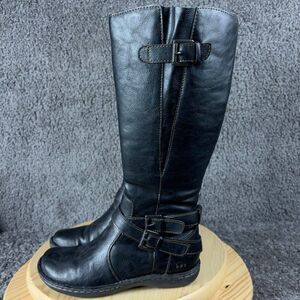 BOC Born Concept Riding Tall Boots Womens Size 7 Knee High Black Vegan Leather